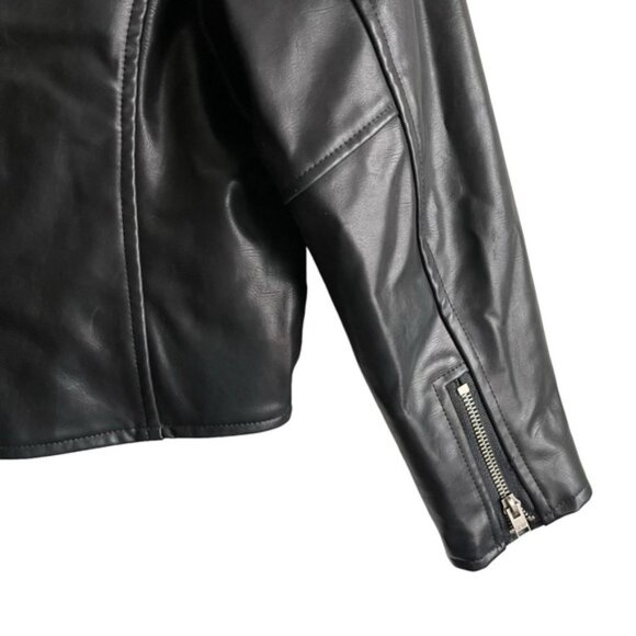UNIF Vegan Leather Jacket Size XS Solid Black Moto - Picture 10 of 15